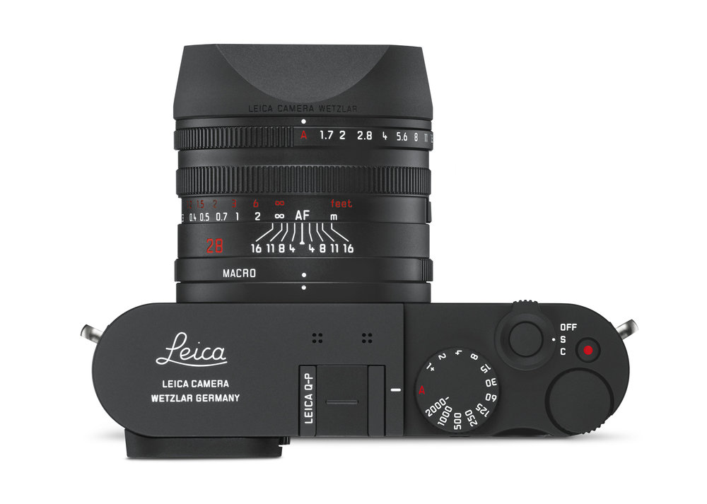 True -P image, with Leica top-plate engraving. Note the new shutter button with three-way on/single/continuous markings. They say this is the same as the M and CL but it isn’t as minimalistic as the single red dot on those cameras. I think this version on the Q is an improvement and should find its way to other cameras in due course. It’s nice to see the status clearly marked